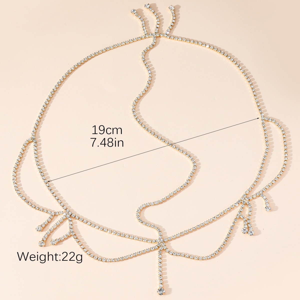 Europa y América nueva cadena del pelo de la borla del diamante exagerada elegante alto sentido frente cadena luz lujo elegante rhinestone accesorios para el cabello