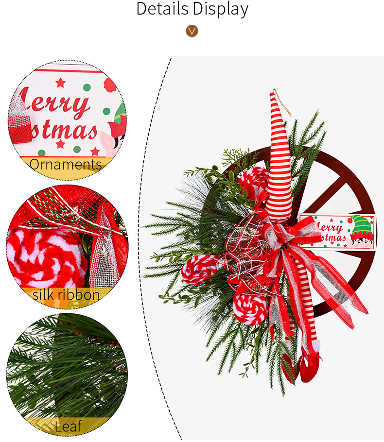 Décorations de Noël Guirlande de roue de Noël Guirlande de pied d'elfe créative Pendentif Décoration de Noël à suspendre_voghion.com