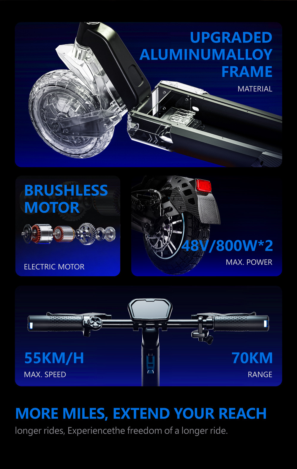 Cross-border exclusive dual-motor high-power off-road electric scooter, outdoor two-wheeled portable foldable commuting vehicle
