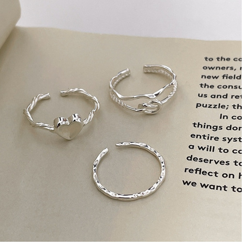 Love branch combination s925 sterling silver ring female personality simple ins light luxury advanced retro personalized index finger ring