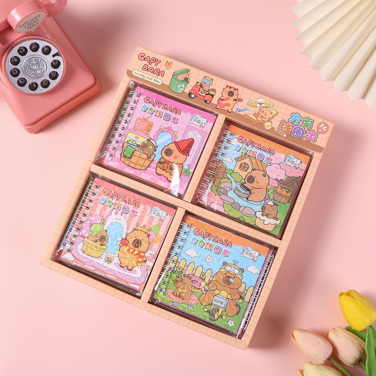 Pegatinas creativas 2 en 1 libro de bobina para niños pequeños regalos Capibara mini portátil de color libro de bolsillo