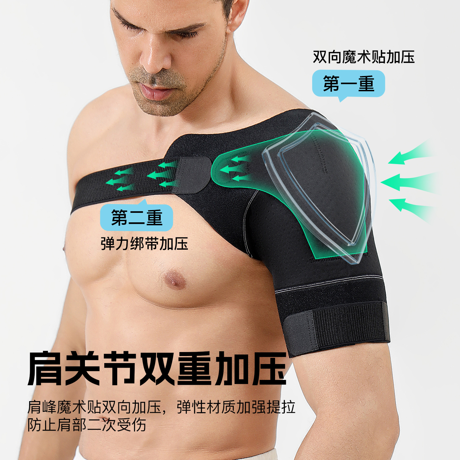 Protector de hombro deportivo ajustable para hombres y mujeres de levantamiento de pesas barra de fitness baloncesto bádminton anti-dislocación fija protector de hombro