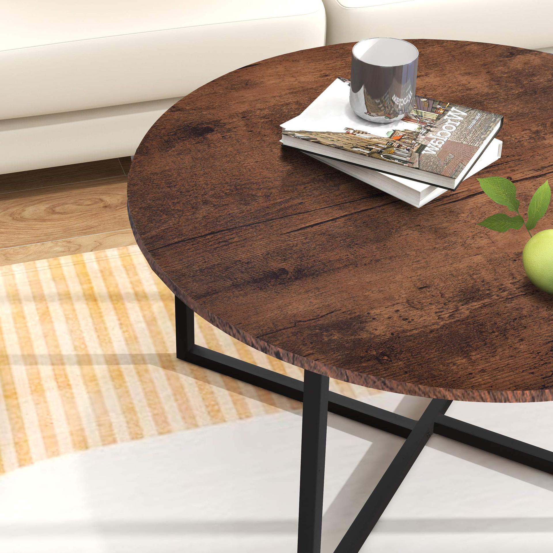 mesa de café de madera mesa de sofá de lujo ligero sala de estar alta sensación mesa de café mesa de té redonda de madera maciza image 4