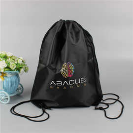 黑色防水涤纶抽绳背包 购物广告束口背包袋 抽绳防水双肩背包批发