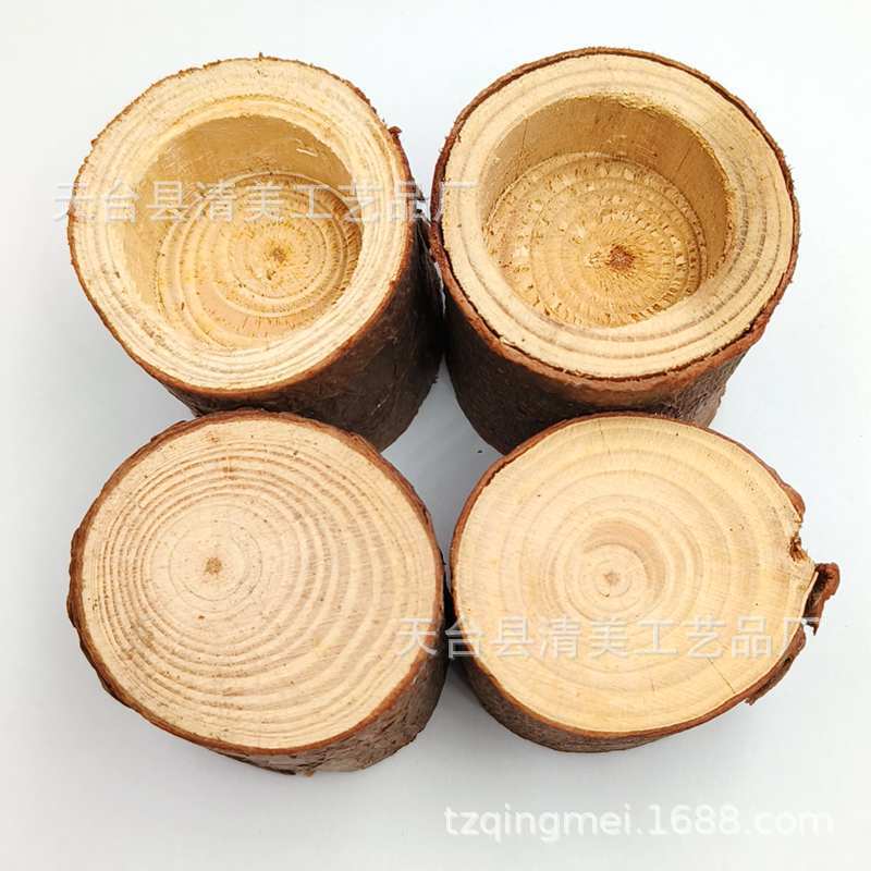 Sostenedor de vela de madera decoración del Festival de la boda decoración del hogar Decoración del partido del Día de San Valentín suculento olla corteza pila de madera