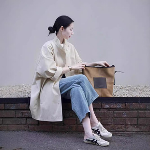 Windbreaker coat for women 2024 spring and autumn new style small casual loose Japanese workwear simple coat high-end