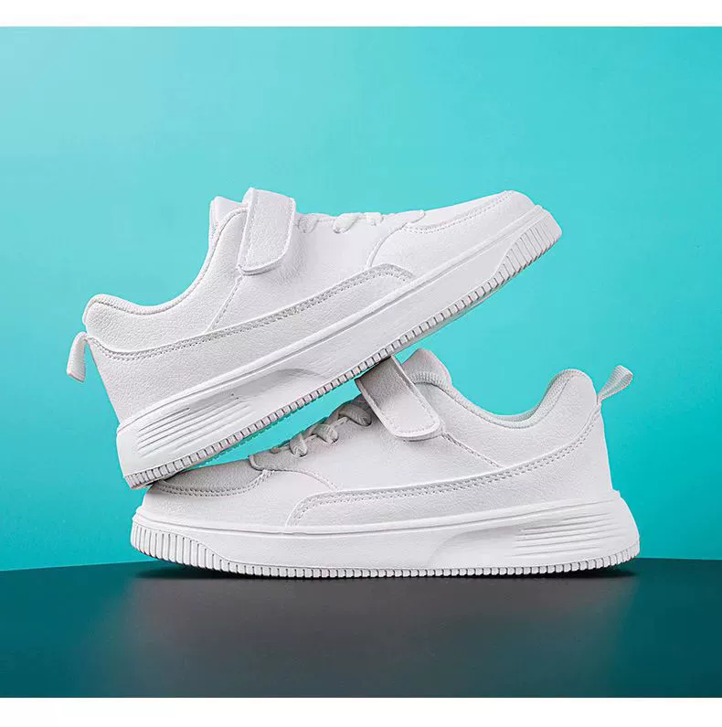 2024 внешнеторговые противоскользящие кожаные кроссовки весенне-осенние детские кроссовки водонепроницаемые маленькие черные туфли маленькие белые туфли