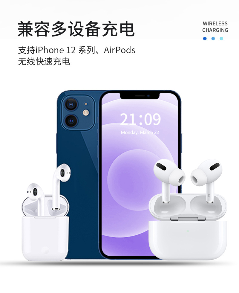 Magsafe三合一磁吸無線充 可調(diào)節(jié)支架+小夜燈桌面手機(jī)無線充電器