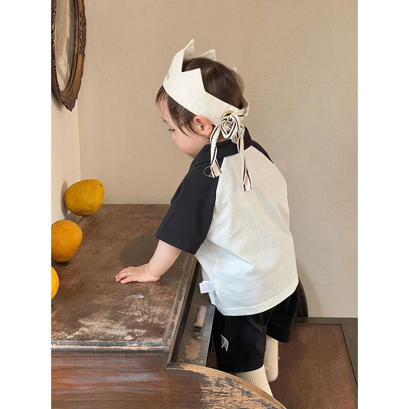 Ensemble deux pièces de vêtements d'été en pur coton pour garçons, polo à manches courtes et short, vêtements de sport pour enfants_voghion.com