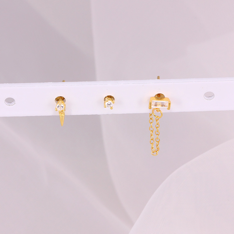 S925 plata esterlina 3-piece set asimétrico Stud pendientes apilados personalidad europea y americana moda Venta caliente ins estilo pendientes traje