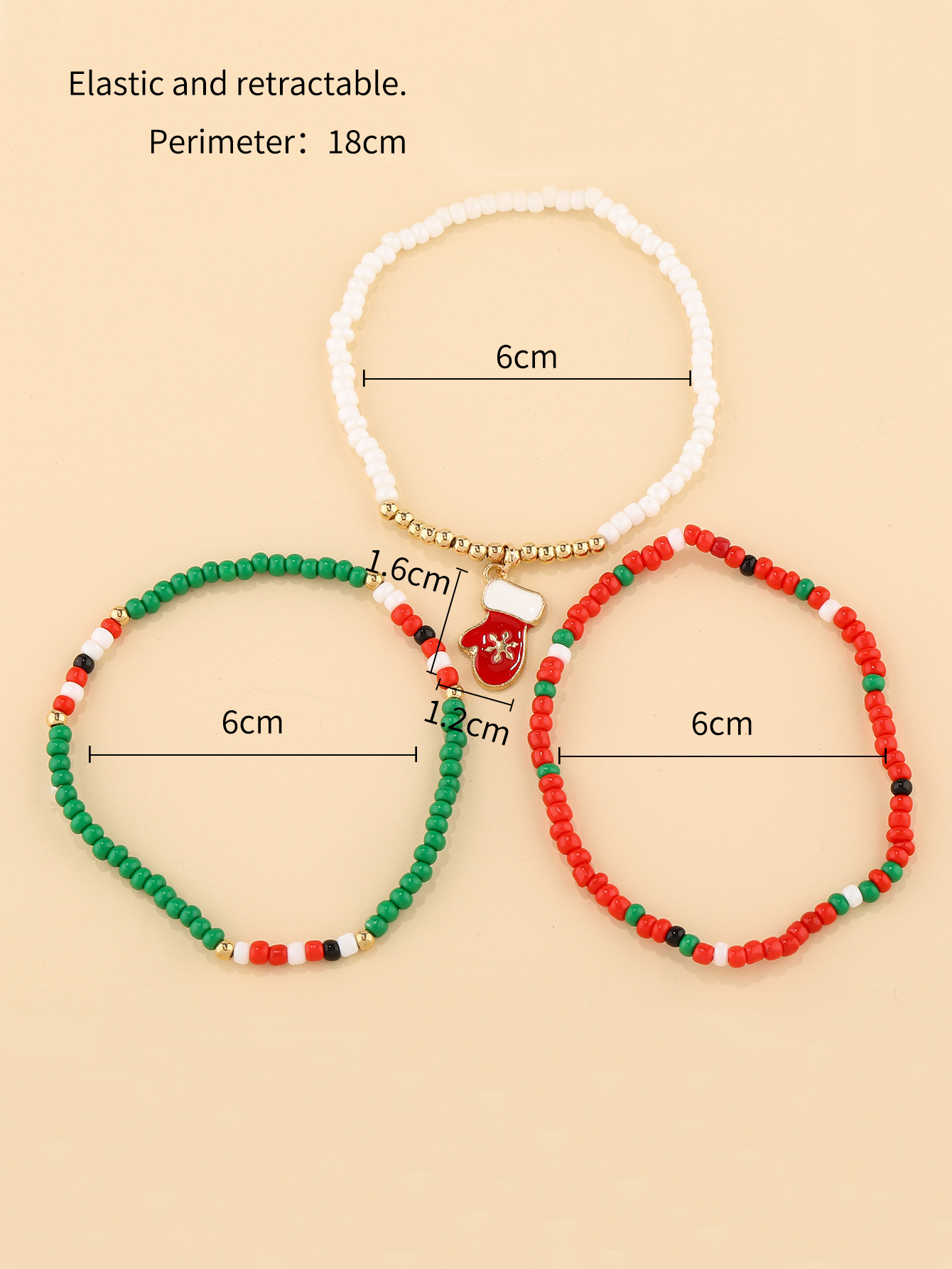Cute Sweet Gloves Color Block Glass Christmas Women's Bracelets display picture 3