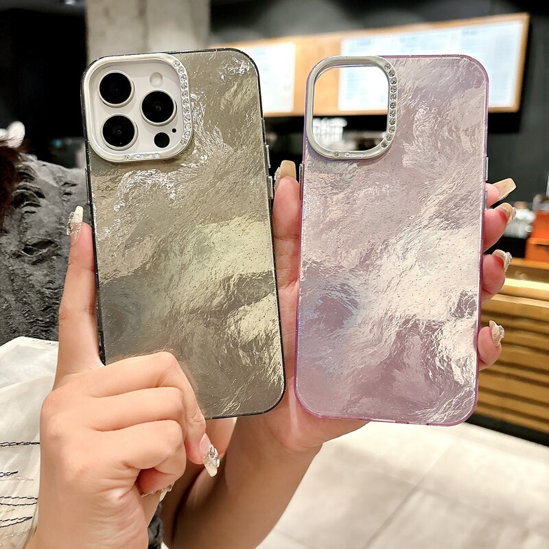 Apple 17 Pro Max用スマホケース IMD錫箔模様 iPhone17ラインストーンレンズ 13/14保護ケース 12対応|undefined