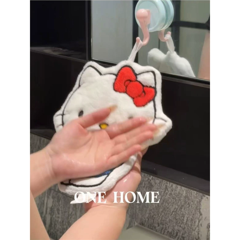 Hello Kitty, милый носовой платок для домашнего использования, детские влажные салфетки для лица, увеличенная толщина, впитывают воду