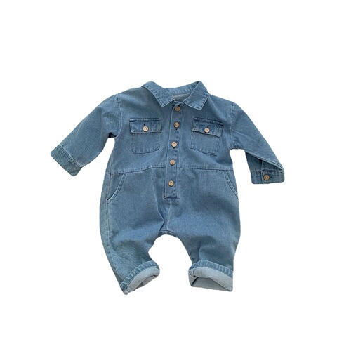Baby jumpsuit girls denim jumpsuit boy long-sleeved baby spring and autumn clothing children's jumpsuit romper pants