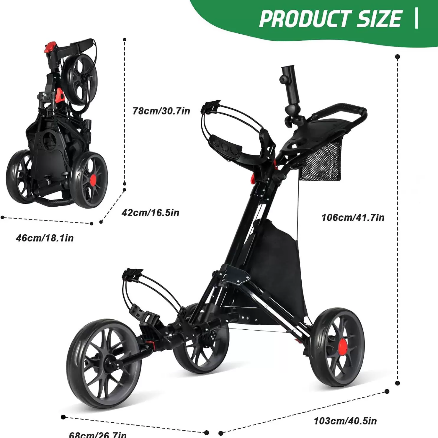 高尔夫球车便携式可折叠收纳铝合金三轮手推车高尔夫球包车