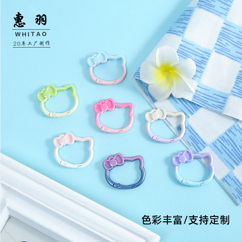 New Gradient Kt Spring Buckle Handmade DIY Material Keychain Phone Chain Hanging Buckle Jewelry Accessories Wholesale