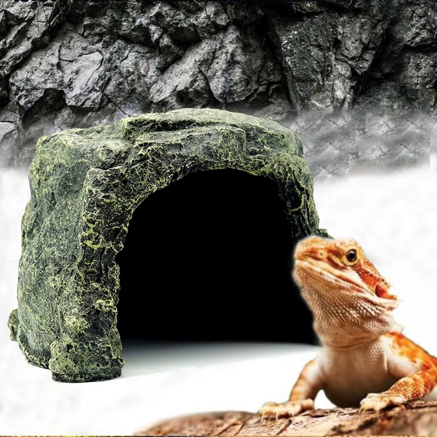 Товары для рептилий: камень для укрытия ящерицы, пещера для животных, скрытые аксессуары для аквариума, поделки из смолы, платформа для загара черепахи