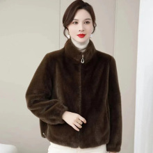皮毛一体皮草羊羔毛呢外套女新款秋冬爆款加绒厚短款貂绒大衣
