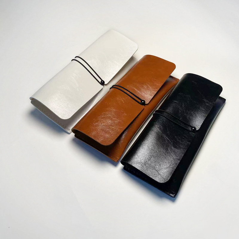 Wholesale Sunglasses Box Advanced Sense Sunglasses Box Leather Folding Portable Glasses Storage Bag Custom Glasses Bag