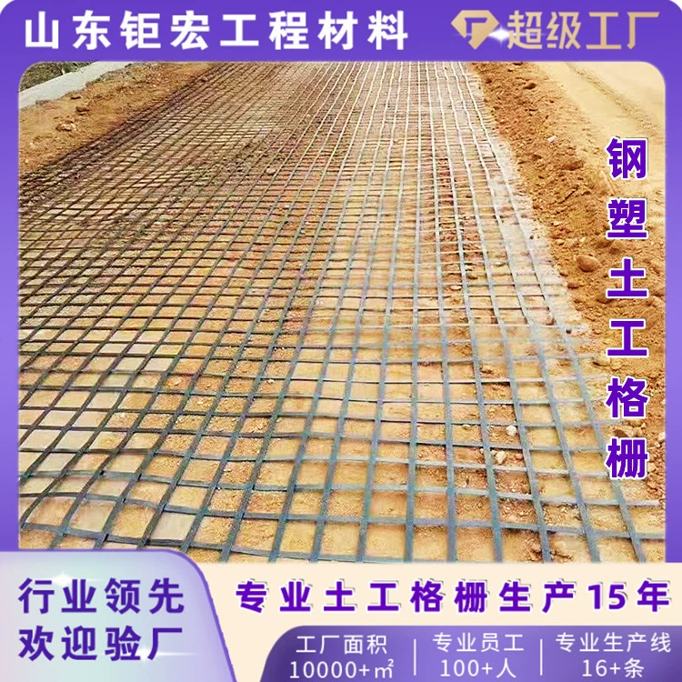 Высокопрочная стальная пластиковая геосетка для шоссе геосетка GSZ50GSZ80KN стальная пластиковая геосетка