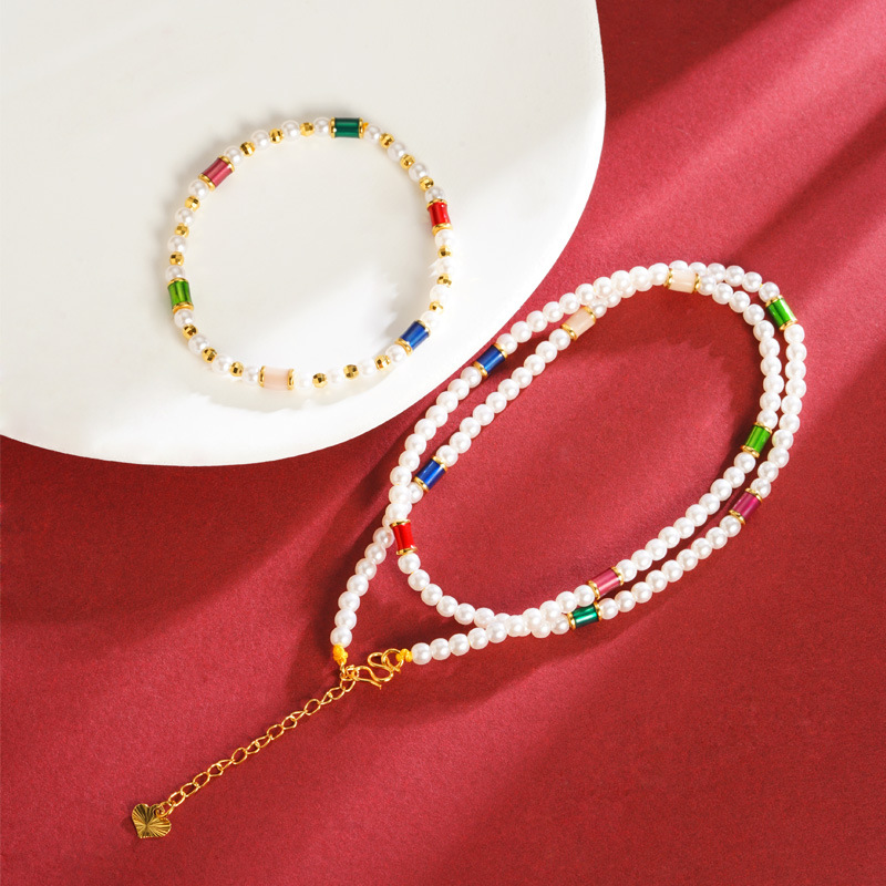 Vietnam arena oro láser perlas de agua dulce collar de perlas de nicho universal pulsera de cuentas joyería accesorios fábrica al por mayor