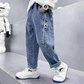 男童牛仔裤2023春秋新款中大童裤子儿童宽松休闲帅气男孩长裤子潮