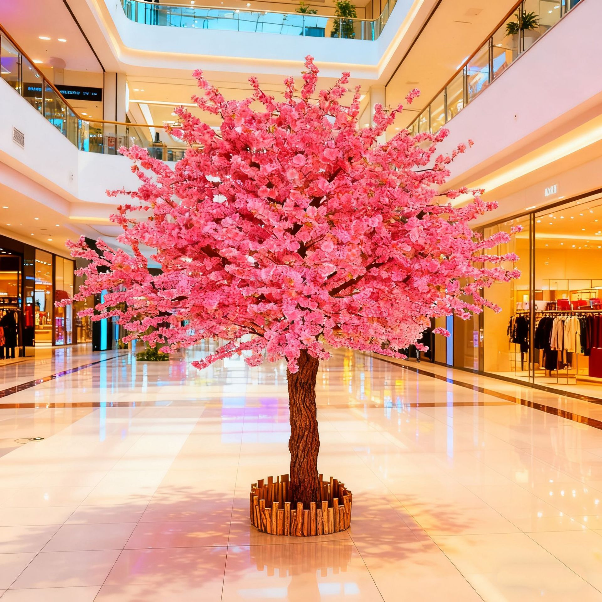 仿真桃花树樱花树造景装饰假花商场造景大型落地摆件许愿树室内外