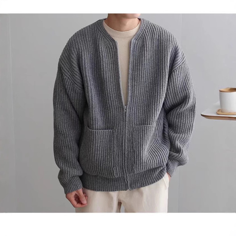 Knitted cardigan coat men's new heavy wool thick knit cardigan loose sweater coat a generation of hair