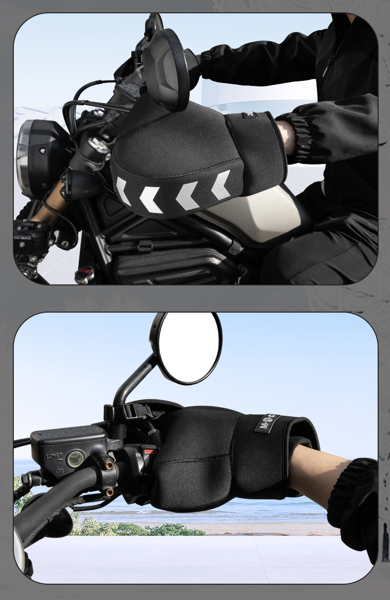 Motorcycle Handlebar Covers, Electric Vehicle Protective Gloves, Universal Winter Thickeneded Velvet Warm Windproof Motorcycle Rider Handlebar Covers
