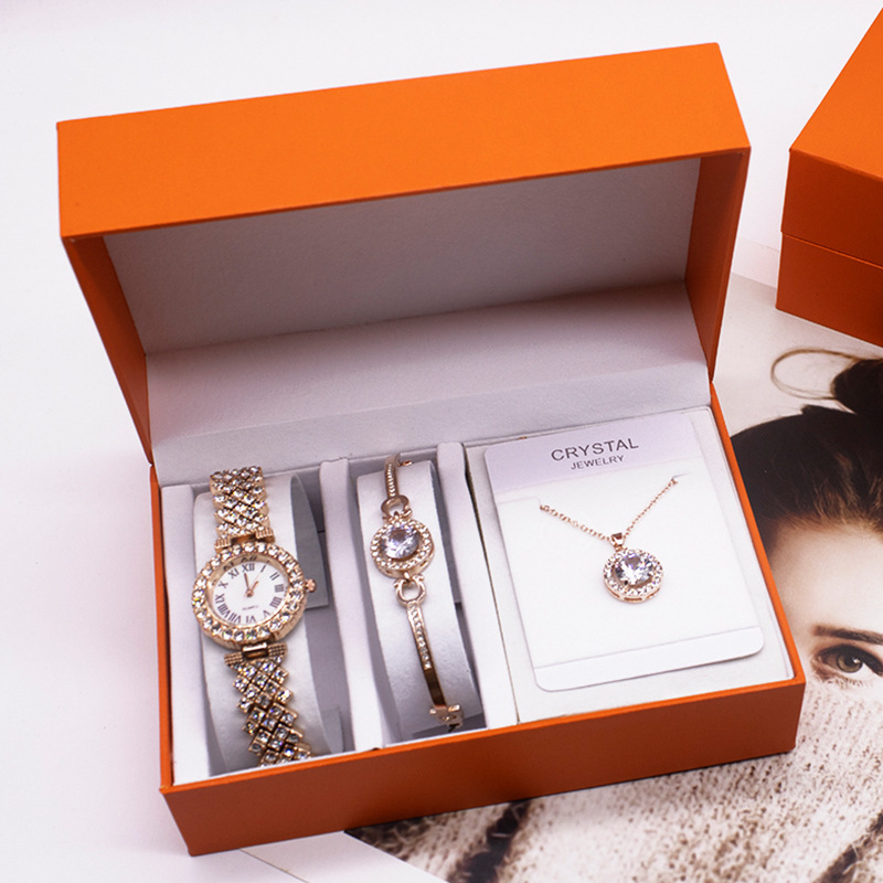 5pcs / set reloj de pulsera nuevo reloj de pulsera damas collar conjunto de comercio exterior reloj de cuarzo conjunto de cinco piezas