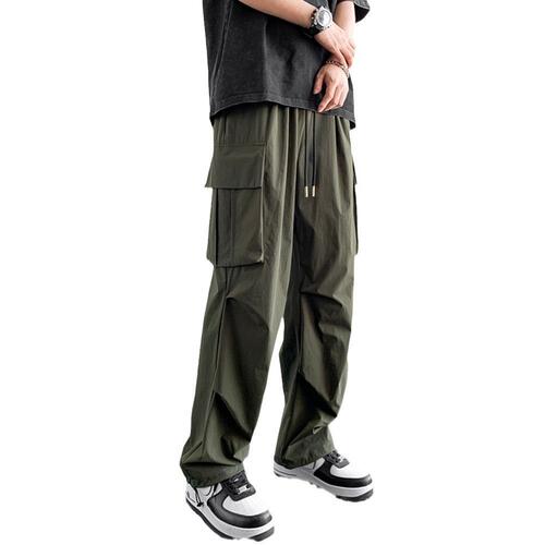 American-style Quick-Dry Paratrooper Cargo Pants for Men | Summer Ice-Cool Straight-Leg Casual Pants | Functional Outdoor Waterproof Trousers