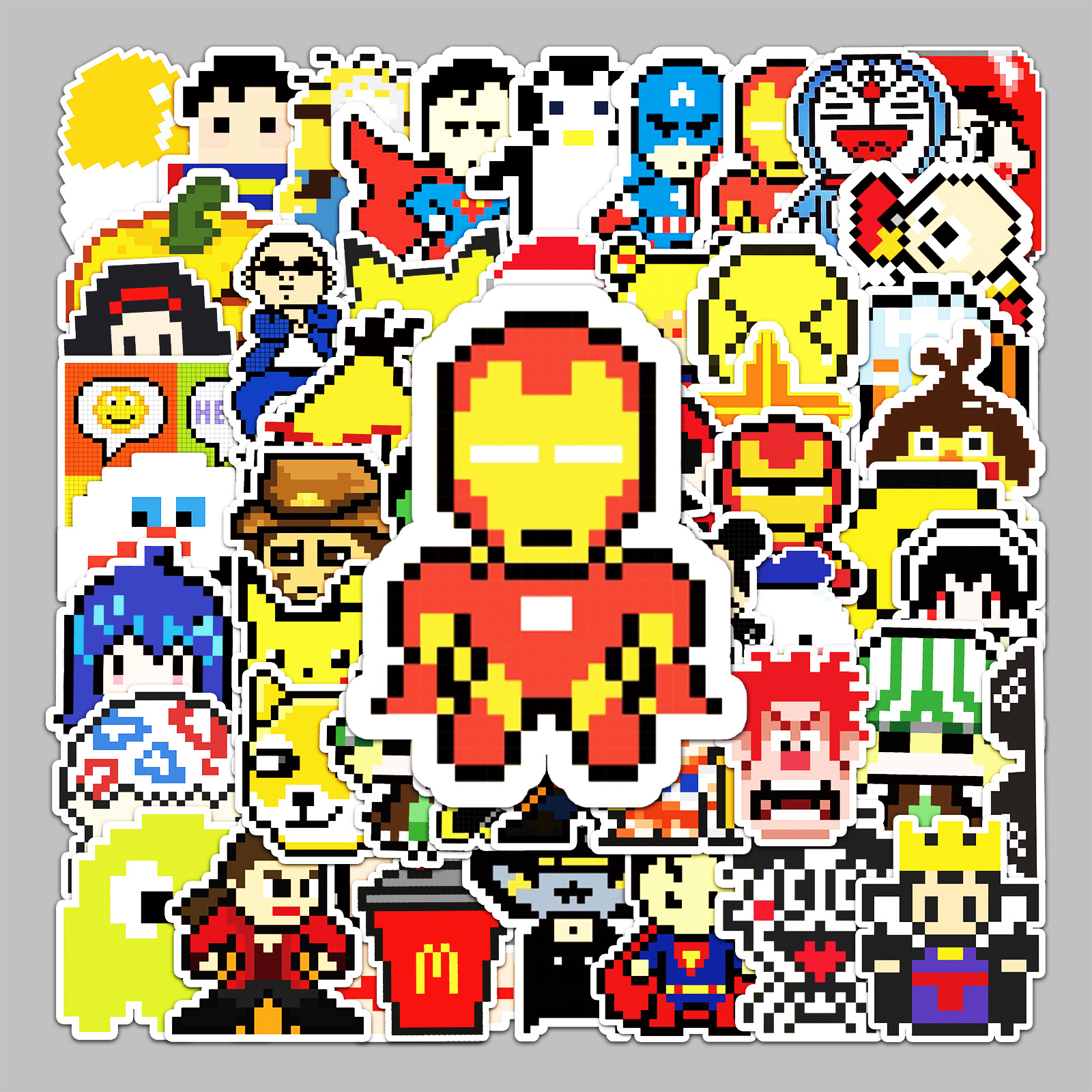 54 mosaic pixel game characters waterproof stationery hand ledger luggage notebook cartoon cartoon stickers