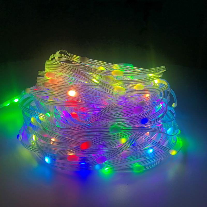 Estilo explosivo transfronterizo 20 m luz de cuero de color mágico LED cadena de luces RGB para acampar al aire libre juego de luces de colores de árbol de Navidad con control de voz