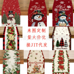 跨境圣诞节桌旗亚马逊爆款来图可做厨房家居桌布装饰节日派对桌旗
