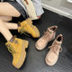 White Deer Same Style Genuine Leather Thick Bottom Increased Pink Martins Boots Women's 2025 New Short Boots Kick Not Bad Workwear Rhubarb Boots