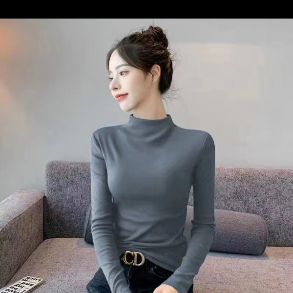 早秋保暖上衣法式德绒高级感内搭针织衫打底女纯色修身显瘦时尚|undefined