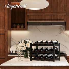 木质红酒架双层葡萄酒瓶收纳架酒柜洋酒瓶葡萄酒展示架酒瓶放置架