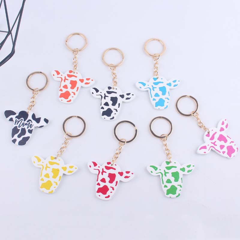 Cute Cows Wood Unisex Keychain display picture 1