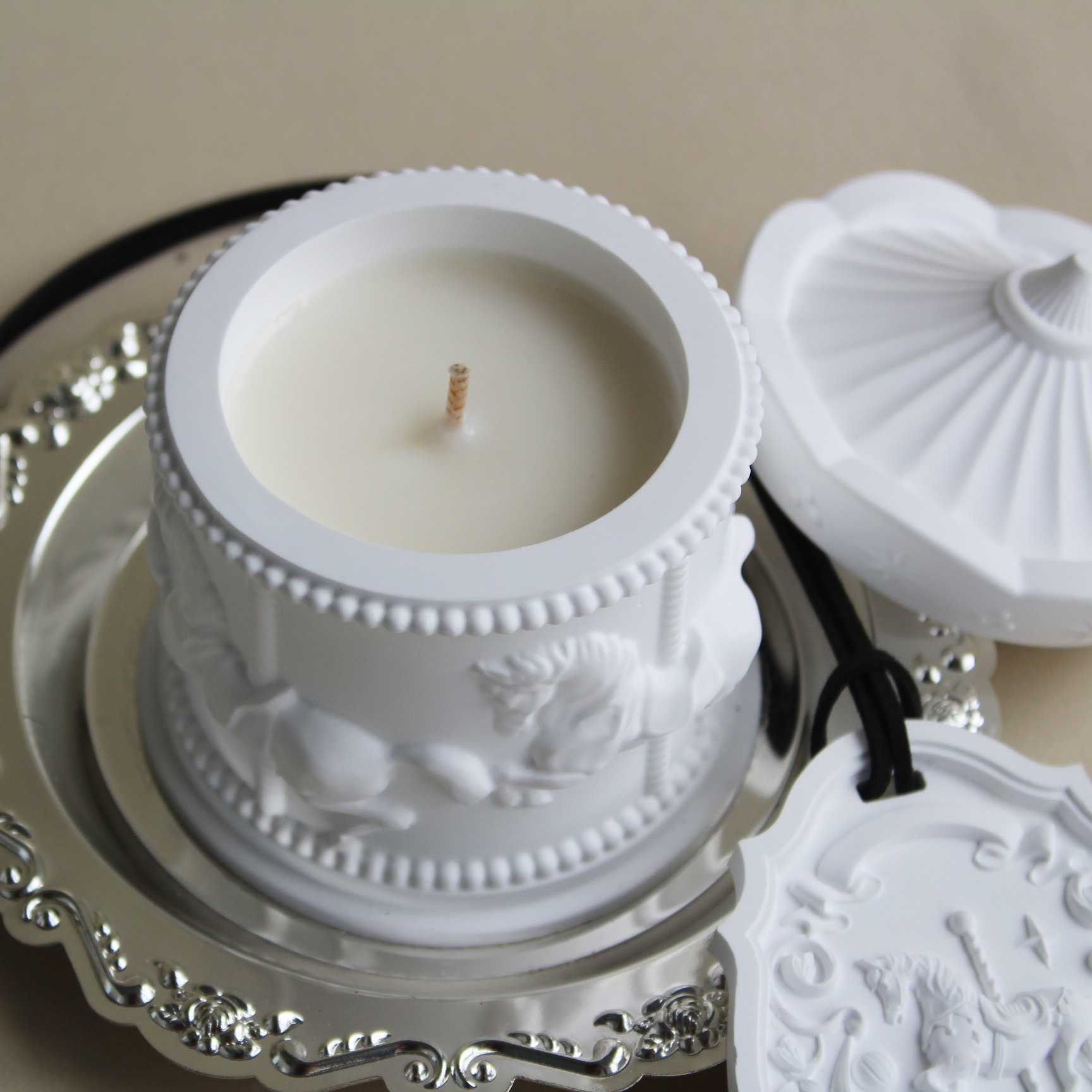 Aromatherapy Candle Holder Rotating Carousel Natural Soy Wax Gift_voghion.com