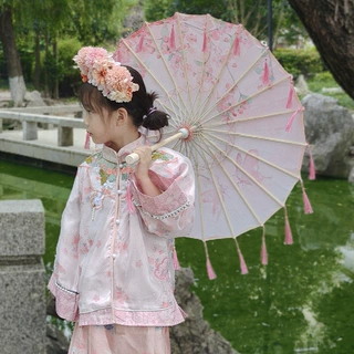 儿童舞蹈油纸伞演出汉服道具装饰摄影伞古风绸布旗袍走秀油纸伞