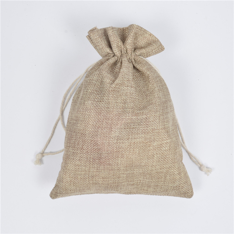 13*18麻色棉绳麻布抽绳袋  束口首饰佛珠手串礼品包装亚麻布袋