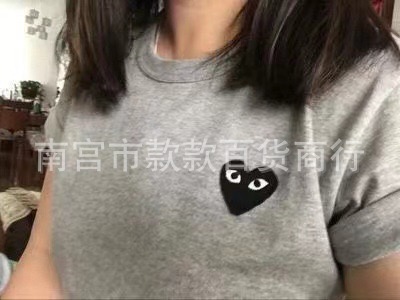右肩半袖Tシャツ 男女兼用 丸首 夏 刺繍 ラブ トレンド ブランド 純綿 五分袖