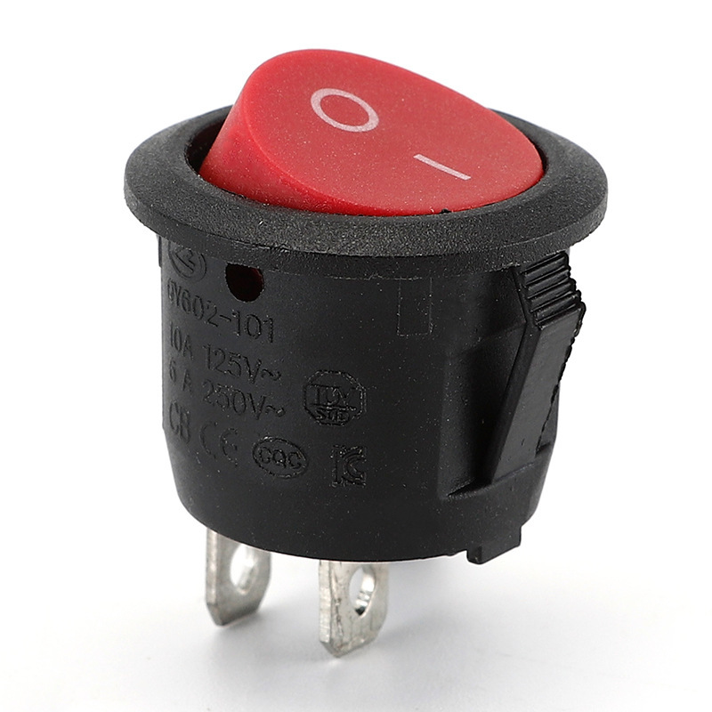 船型开关KCD2 全圆2脚2档铜脚  开孔20MM2档3脚6A 圆形开关