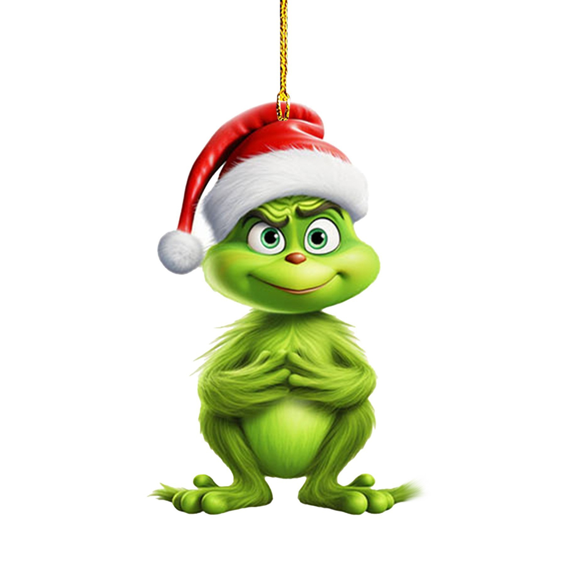 Nuevo producto transfronterizo: Colgante de coche de dibujos animados de hombreito verde para niños, decoración para árbol de Navidad y hogar.