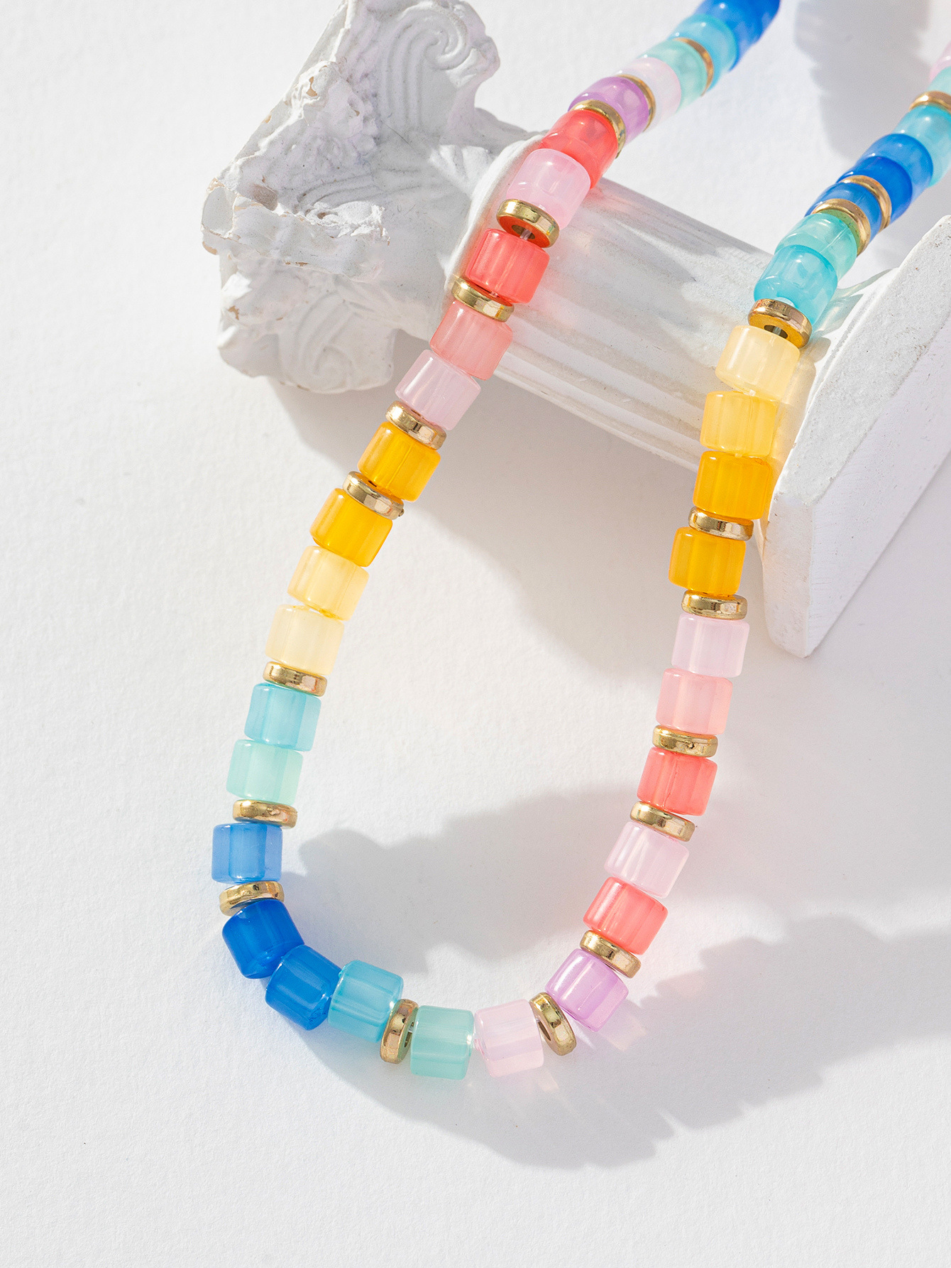 8g Weight Necklace Classification Resin, Copper Chain Material Beaded Chain Chain Type 1 Piece Quantity Holiday, Daily Occasion Resin, Copper Material Colorful Pattern All Seasons Season Women's Gender Vacation Style Vacation Colorful Resin Copper Beaded Chain Beaded Necklaces Wholesale 16