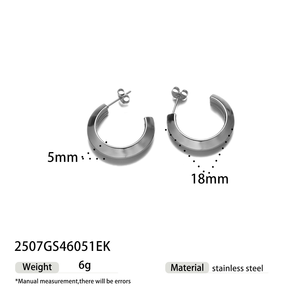 TENA europa y americana pendientes de acero inoxidable lujoso ligero de alto nivel sensación de anillo redondo abertura de contraste de color de acero de titanio pendientes de acero para mujeres no se desvanecen pendientes