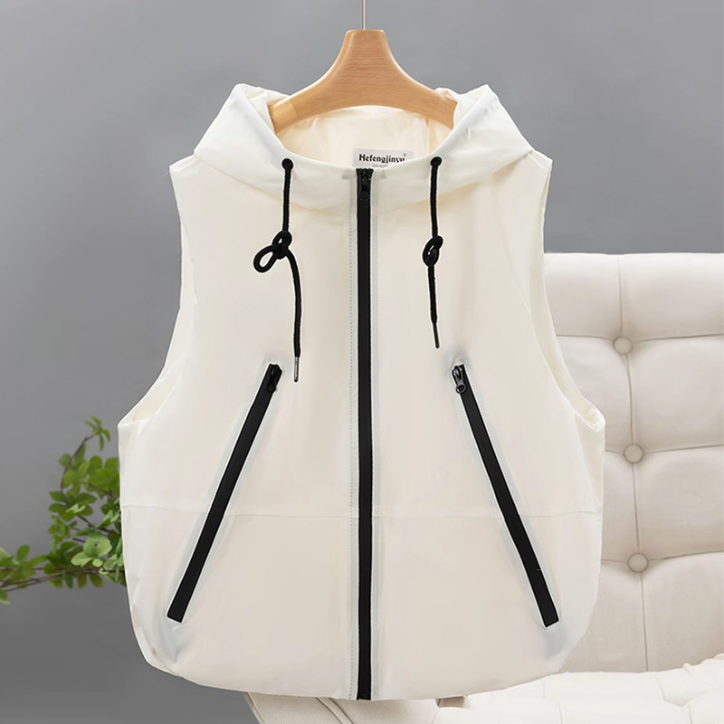 Women's 2026 Spring Layering Vest, Versatile Hooded Sleeveless Waterproof Workwear Vest