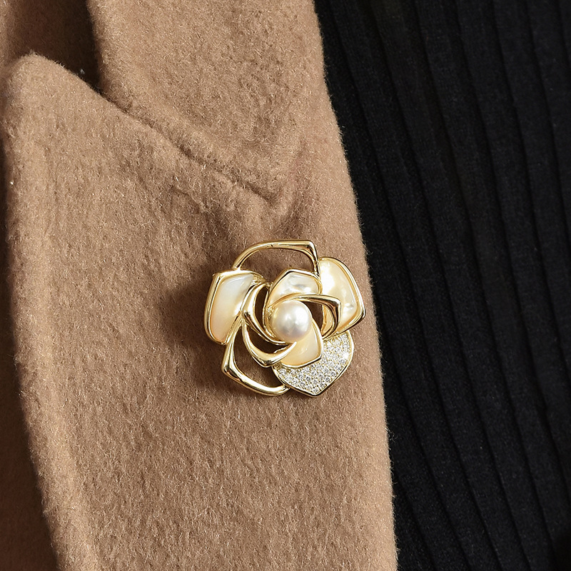 Perlenrosen Brosche Für Damen Elegante Blumen Anstecknadel_voghion.com