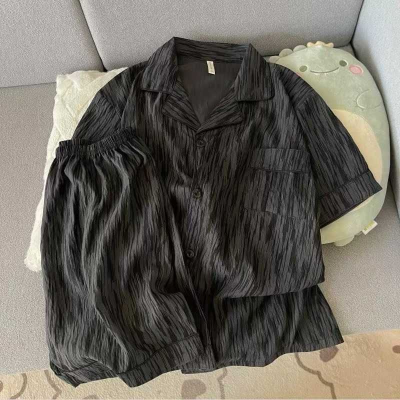 Al por mayor transfronterizo nuevo hombre nubes pijamas de algodón cardigan con solapas sueltas ropa de hogar