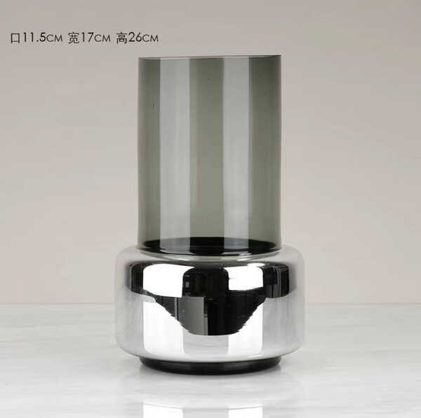 Modern simple gray electroplated glass hydroponic flower container…